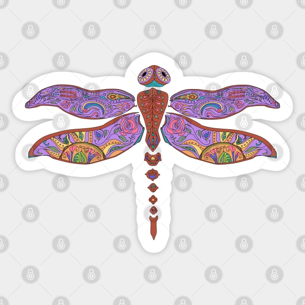 Boho Dragonfly Roses Paisley Dots Sticker by NaturalDesign